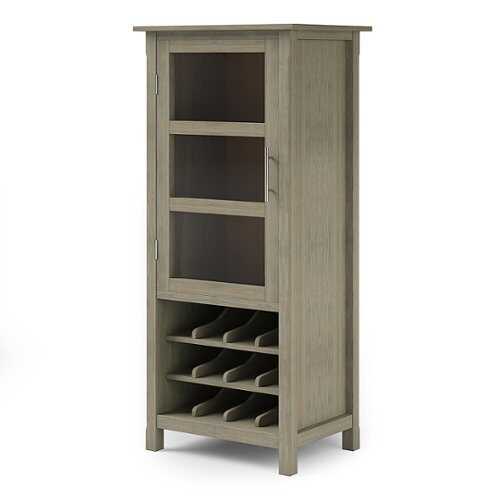 Rent to own Simpli Home - Avalon High Storage Wine Rack Cabinet - Distressed Grey