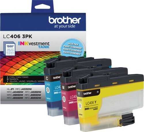 Rent to own Brother - LC406 3PK 3-Pack INKvestment Tank Ink Cartridges - Cyan/Magenta/Yellow