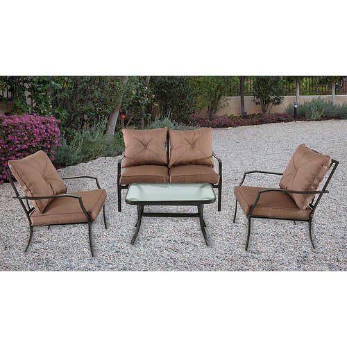 Rent to own Hanover - Palm Bay 4-Piece Patio Set - Steel/Tan