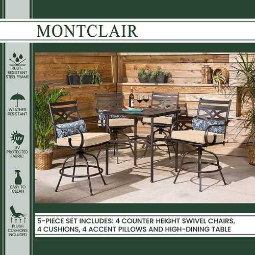 Rent to own Hanover Montclair 5Piece HighDining Patio Set with 4