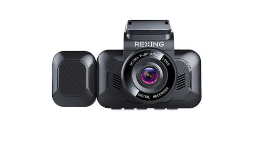 Rent to own Rexing - Front and Cabin Dual Channel 4K Dash Cam 2.7" Display with Wi-Fi and Voice Control - Black