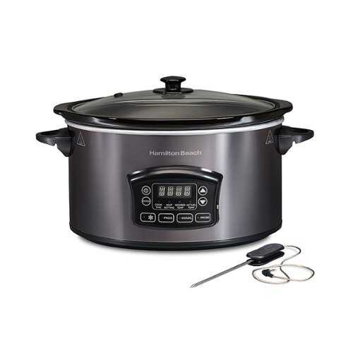 Rent to own Hamilton Beach - Programmable Defrost 6-Quart Slow Cooker with Temperature Probe - STAINLESS STEEL
