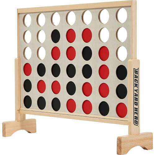 Rent to own Backyard Hero - Large Wooden 4 in a Row with Disc Storage Bag - Premium 3.5ft Game Set - Oversized Family Outdoor Game