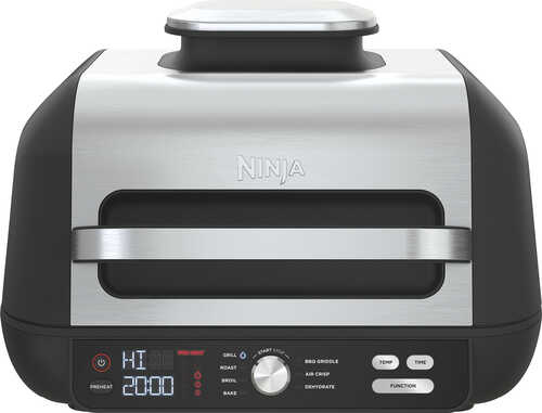 Ninja - Foodi® XL Pro 7-in-1 Indoor Grill & Griddle with Air Fryer, Roast, Bake, Dehydrate, & Broil - Silver/Black