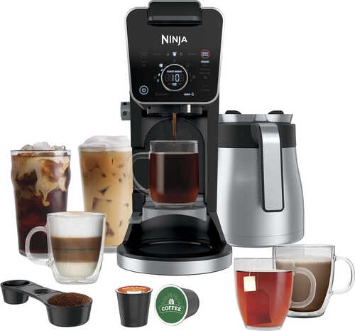 Ninja - DualBrew Pro Specialty Coffee System, Single Serve, Pod, and 12-Cup Drip Coffee Maker, Thermal Carafe - Black/Silver