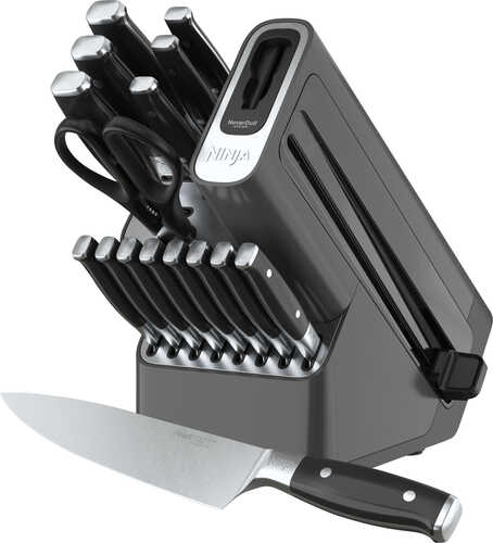 Ninja - Foodi NeverDull Premium 17-Piece Knife System with Built-in Sharpener - Black & Silver