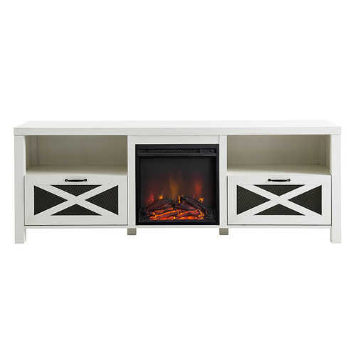 Rent to own Walker Edison - 70” Modern Farmhouse TV Stand for TVs up to 80” - Brushed white