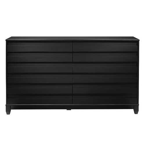 Walker Edison - 60” Contemporary 6 Grooved Drawer Wood Dresser - Black