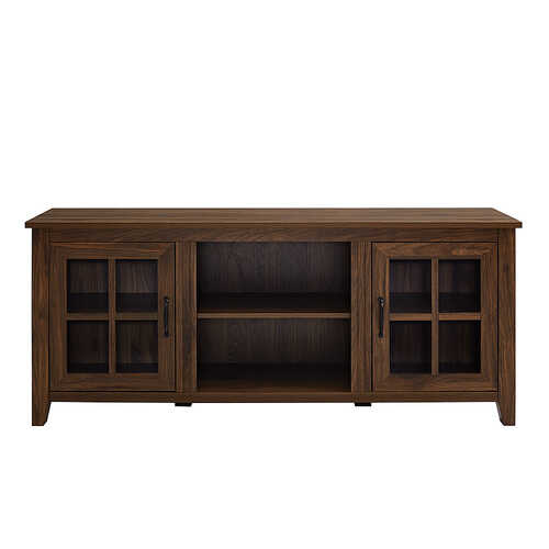 Rent to own Walker Edison - 58” Farmhouse 2 Door TV Stand for TVs up to 65” - Dark brown