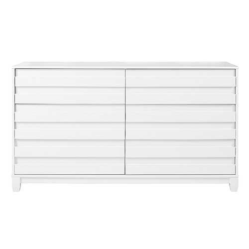 Walker Edison - 60” Contemporary 6 Grooved Drawer Wood Dresser - White