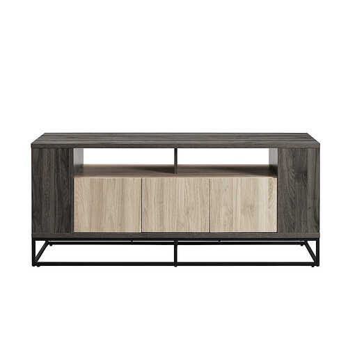 Rent to own Walker Edison - 58” Contemporary 3-Door TV Stand for TVs up to 65” - Birch/Slate grey