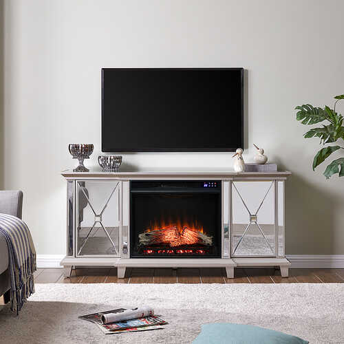 Rent to own SEI - Toppington Mirrored Electric Fireplace Media Console - Mirror and silver finish