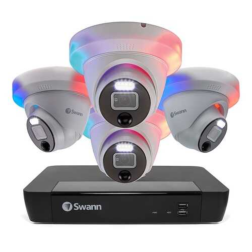 Swann - Pro Enforcer™ 8-Channel, 4-Dome Camera Indoor/Outdoor PoE Wired 4K UHD 2TB HDD NVR Security Surveillance System - White