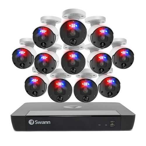 Swann - Pro Enforcer™ 16-Channel, 12-Bullet Camera Indoor/Outdoor PoE Wired 4K HD 2TB HDD NVR Security Surveillance System - White