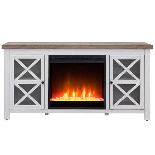 Rent to own Camden&Wells - Colton Crystal Fireplace TV Stand for TVs Up to 55" - White/Gray Oak