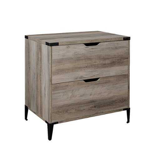 Walker Edison - Modern Farmhouse Angle Iron 2-Drawer Filing Cabinet - Grey Wash