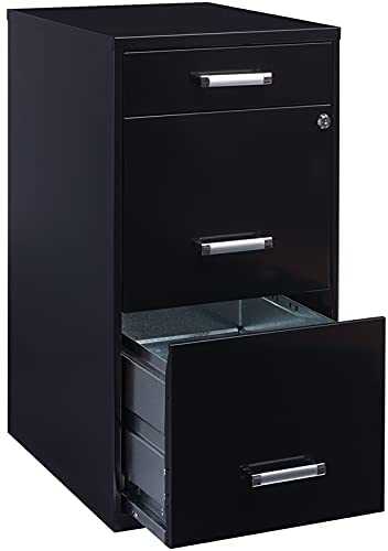 Hirsh - 18in. Deep 3 Drawer Metal Organizer File Cabinet with Pencil Drawer Black - Black