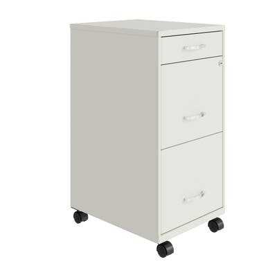 Hirsh - 18in. Deep 3 Drawer Metal Organizer File Cabinet with Pencil Drawer Pearl White - Pearl White