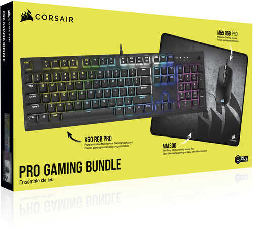 Rent to own CORSAIR - Pro Gaming Bundle 2021 Edition - K60 RGB PRO - M55 RGB PRO - MM300 Mouse Pad - Black