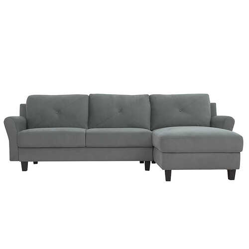 Rent to own Lifestyle Solutions - Hamburg Rolled Arm Sectional Sofa in Grey - Dark Grey