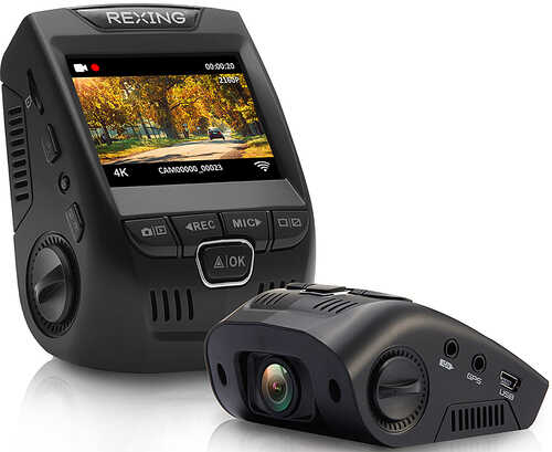 Rent to own Rexing - V1GW-4K Ultra HD Car Dash Cam with Wi-Fi Built-in GPS Logger - Black