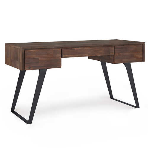 Rent to own Simpli Home - Lowry Desk with Deep Drawers - Distressed Charcoal Brown