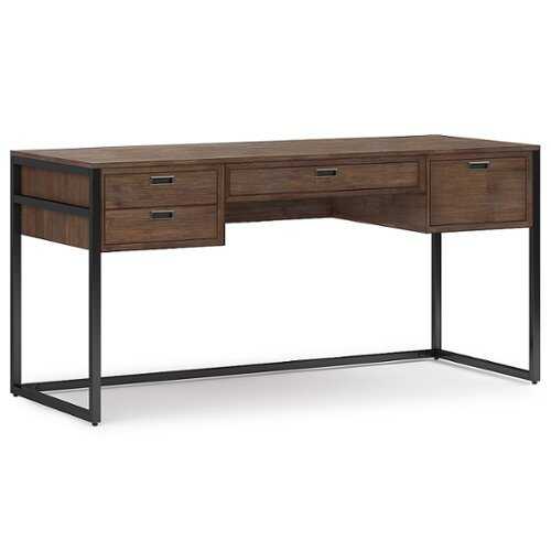 Simpli Home - Richmond SOLID ACACIA WOOD Modern Industrial 60 inch Wide Desk in - Rustic Natural Aged Brown