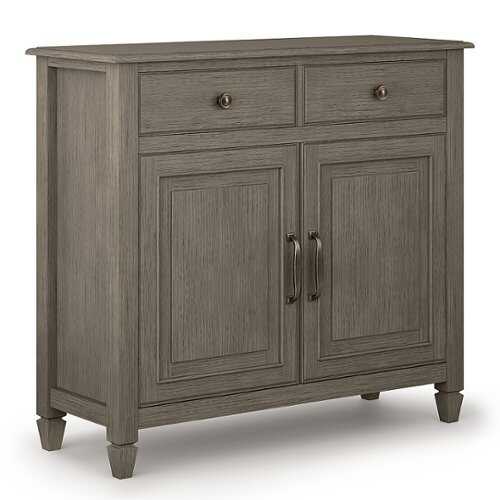 Rent to own Simpli Home - Connaught SOLID WOOD 40 inch Wide Traditional Entryway Storage Cabinet in - Farmhouse Grey