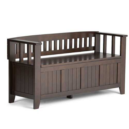 Simpli Home - Acadian SOLID WOOD 48 inch Wide Transitional Entryway Storage Bench in - Brunette Brown