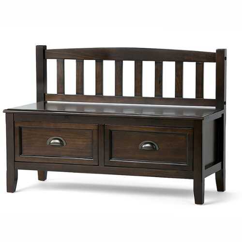 Simpli Home - Burlington SOLID WOOD 42 inch Wide Transitional Entryway Storage Bench with Drawers in - Mahogany Brown