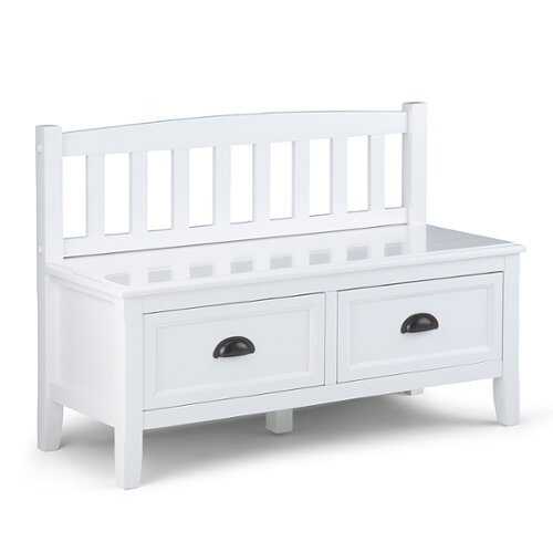 Rent to own Simpli Home - Burlington SOLID WOOD 42 inch Wide Transitional Entryway Storage Bench with Drawers in - White