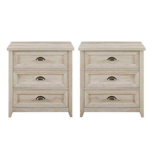 Rent to own Walker Edison - 2-Piece Farmhouse Framed-Drawer Nightstand Set - White Oak