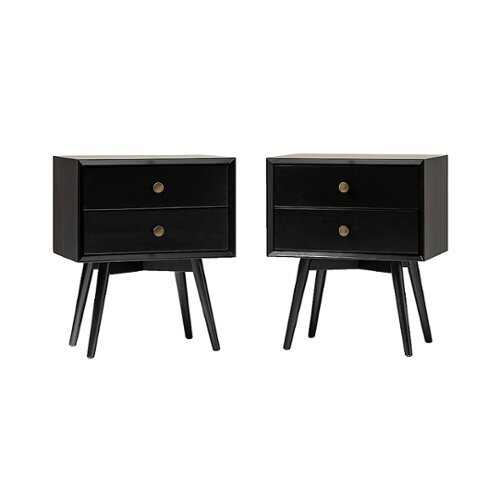 Walker Edison - Mid Century 2-Drawer Nightstand set of 2 - Black