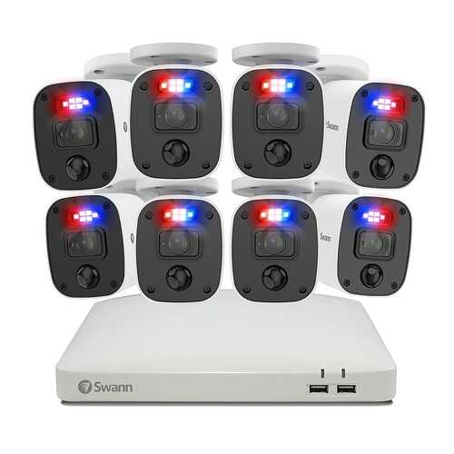 Swann - Enforcer 1080p, 8-Channel, 8-Camera, Indoor/Outdoor Wired 1080p 1TB DVR Home Security Camera System - White