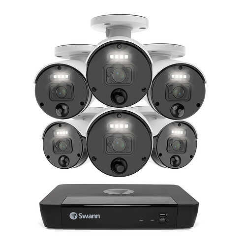 Rent to own Swann - Master Series 4K, 8-Channel, 6-Camera, Indoor/Outdoor PoE Wired 4K UHD 2TB HDD NVR Security Surveillance System - White