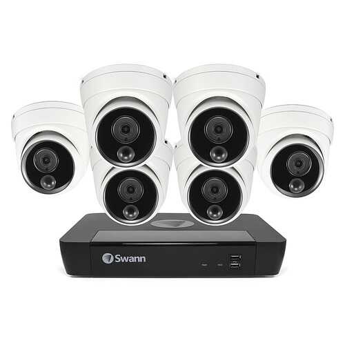 Rent to own Swann - Pro 4K, 8-Channel, 6-Dome Camera Indoor/Outdoor PoE Wired 4K UHD 2TB HDD NVR Security Surveillance System - White