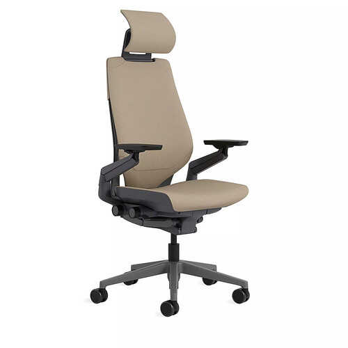 Steelcase - Gesture Wrapped Back Office Chair with Headrest + Carpet Casters - Oatmeal