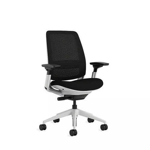 Steelcase Series 2 3D Airback Chair with Seagull Frame in Onyx Fabric and Licorice Mesh with Hard Floor Casters