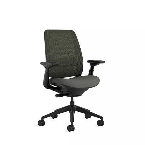 Steelcase Series 2 3D Airback Chair with Black Frame in Night Owl Fabric and Graphite Mesh with Hard Floor Casters