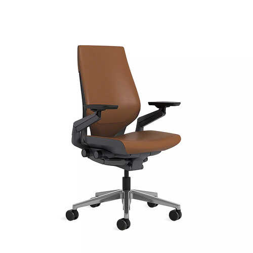 Steelcase - Gesture Wrapped Back Office Chair with Hard Floor Casters - Saddle Leather