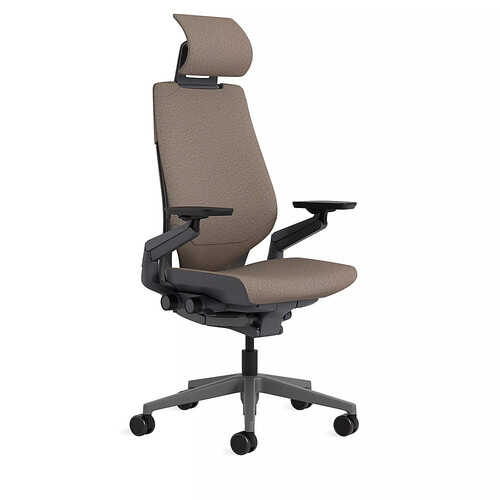 Steelcase - Gesture Wrapped Back Office Chair with Headrest + Hard Floor Casters - Truffle