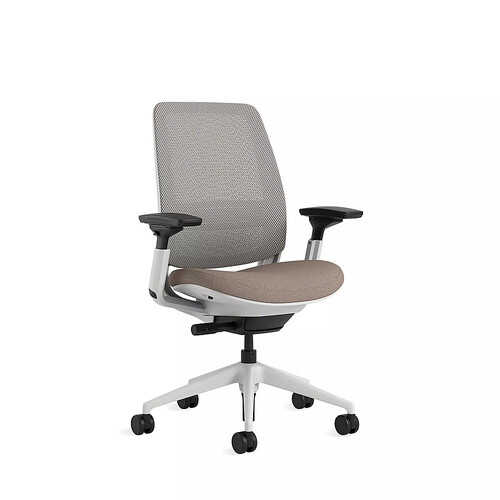 Steelcase Series 2 3D Airback Chair with Seagull Frame in Truffle Fabric and Nickel Mesh with Carpet Casters