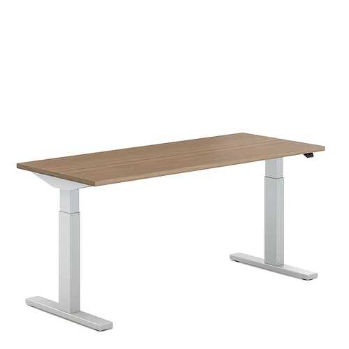 Steelcase - Migration SE Height Adjustable Desk in Virginia Walnut Laminate with Platinum Solid Base, 29x58