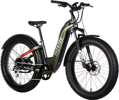 Rent to own Aventon - Aventure Step-Through Ebike w/ 45 mile Max Operating Range and 28 MPH Max Speed - Medium/Large - Camouflage Green