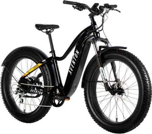 Aventon - Aventure Step-Over Ebike w/ 45 mile Max Operating Range and 28 MPH Max Speed - Medium - Fire Black