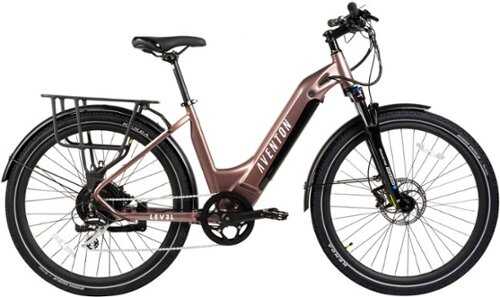 Rent to own Aventon - Level Commuter Step-Through Ebike w/ 40 mile Max Operating Range and 28 MPH Max Speed - Small/Medium - Rose Gold