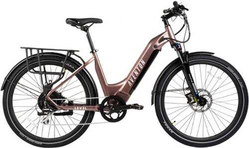 Rent to own Aventon - Level Commuter Step-Through Ebike w/ 40 mile Max Operating Range and 28 MPH Max Speed - Medium/Large - Rose Gold