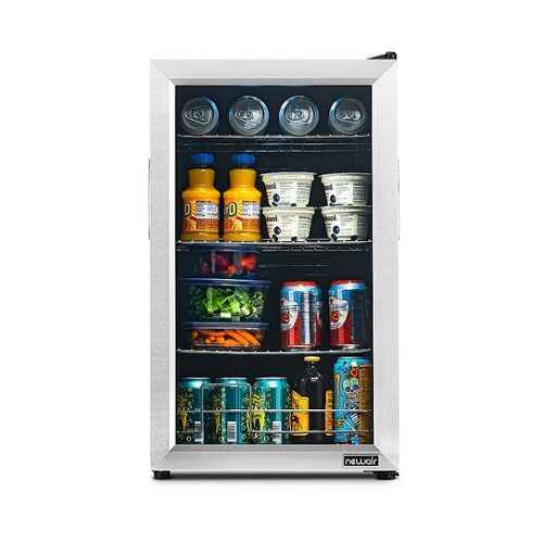 Newair 100 Can Beverage Fridge with Glass Door - Stainless steel