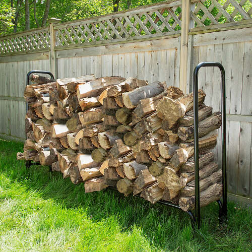 Rent to own Nature Spring 8 Foot Firewood Log Rack with Cover - Black