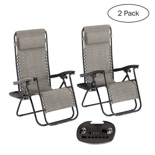Rent to own Hastings Home - Zero Gravity Lounge Chairs Set of 2 - Gray